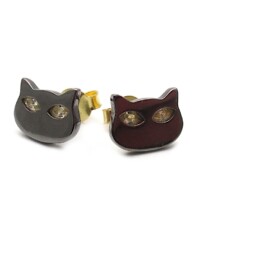 orecchini a forma di gatto nero in argento